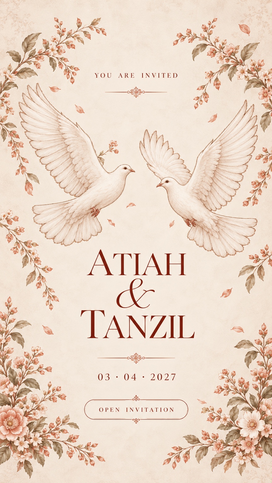 Atiah and Tanzil wedding invitation cover